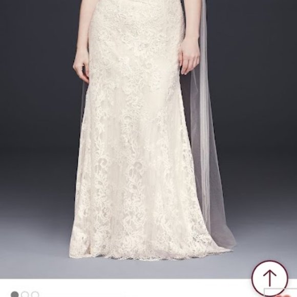 Lace High Neck Wedding Dress Ivory Plus Size Sleeveless - Picture 4 of 5